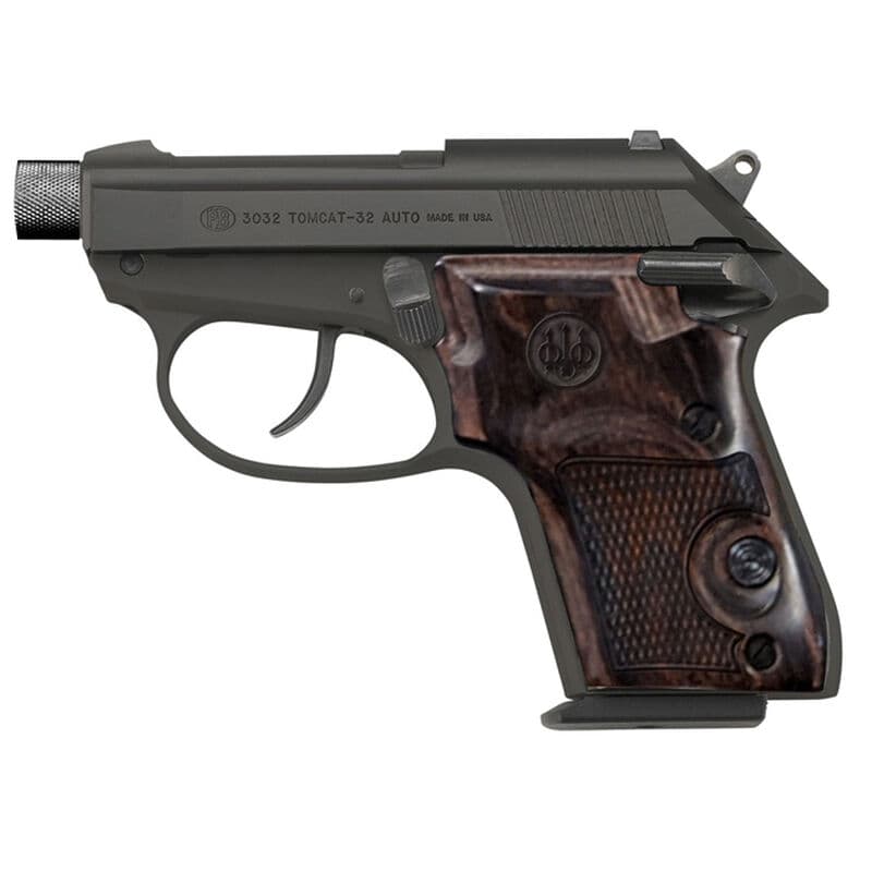Beretta 3032 Tomcat Covert .32 ACP Semi Auto Pistol 2.9" Threaded Barrel 7 Rounds Walnut Grips Fixed Sights Blued/Black Anodized Finish