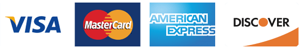 Visa, Mastercard, American Express and Discover accepted