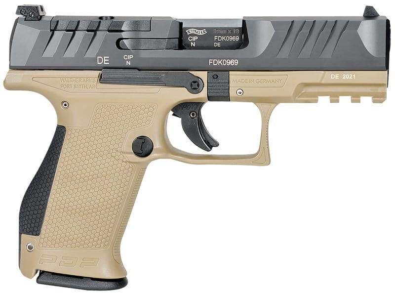 WALTHER PDP, COMPACT, TAN, 9MM, 4" BARREL, 15-ROUNDS, OPTICS READY