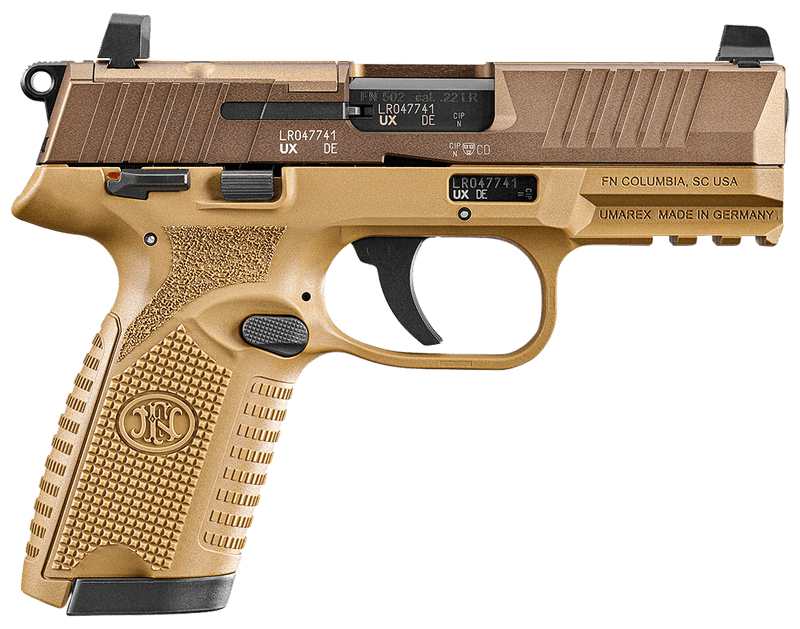 FN 502 MRD, FLAT DARK EARTH, .22 LR 4", BARREL, 10-ROUNDS