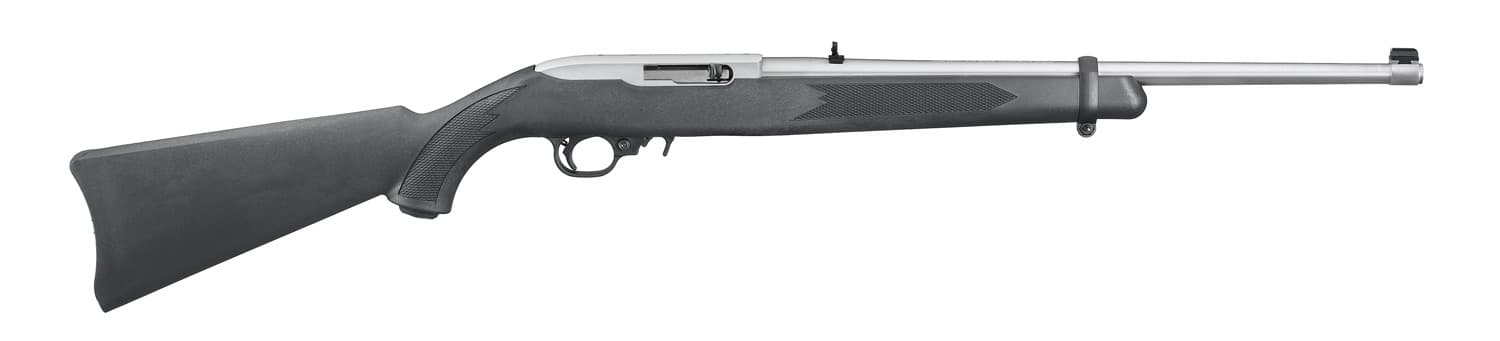 Ruger 10/22 Semi Auto Rimfire Rifle .22 Long Rifle 18.5" Barrel 10 Rounds Black Synthetic Stock Stainless Steel Barrel 1256