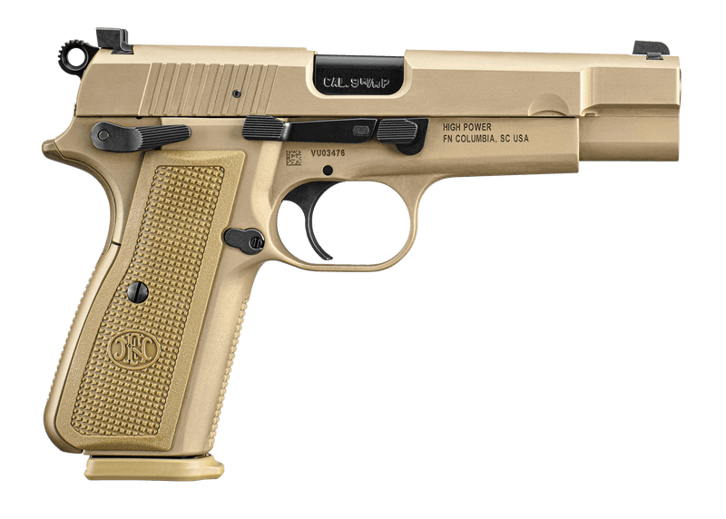 FN HIGH POWER FLAT DARK EARTH 9MM 4.7" BARREL 17-ROUNDS WITH ZIPPERED BALLISTIC RANGE BAG