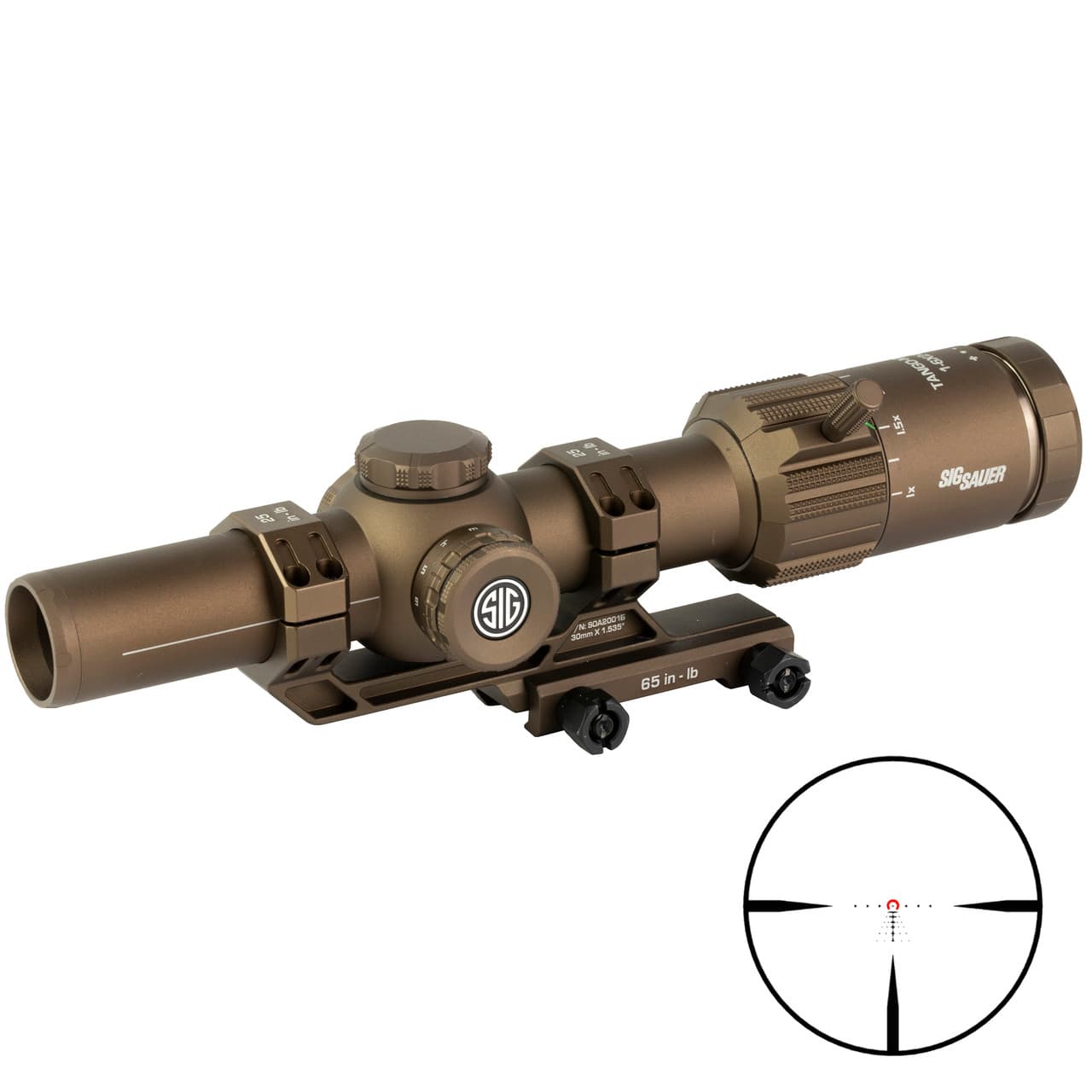 SIG SAUER Tango MSR LPVO Rifle Scope w/1.535 Mount, 1-6x24mm, 30mm Tube, Second Focal Plane, Illuminated BDC 6 Reticle, Coyote, SOTM61200