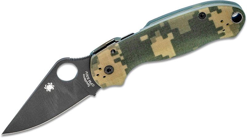 Spyderco Para 3 Camo Folding Knife - 3" Plain Clip Point Blade with Reversible Pocket Clip