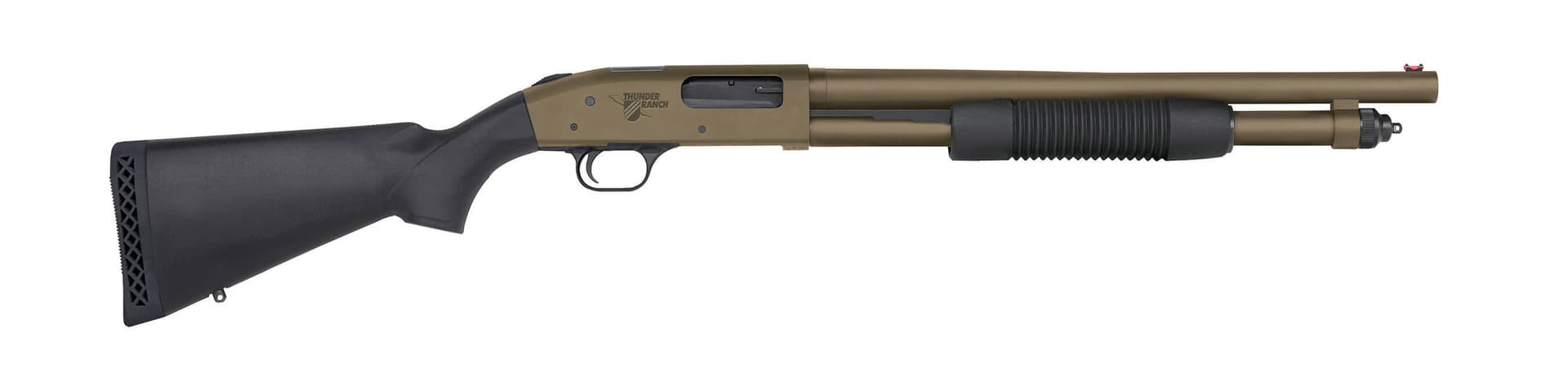 MOSSBERG 590 THUNDER RANCH SGP 12GA 18.5IN BBL FIBER OPTIC FRONT SIGHT PATRIOT BROWN LOGO ENGRAVED