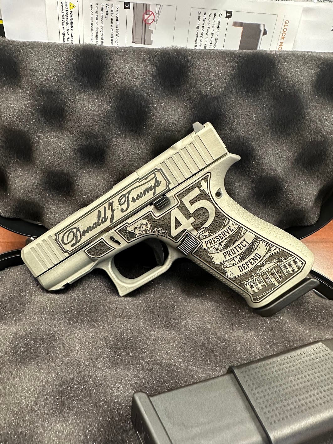 GLOCK 43X "TRUMP" CRUSH SILVER 9mm MOS