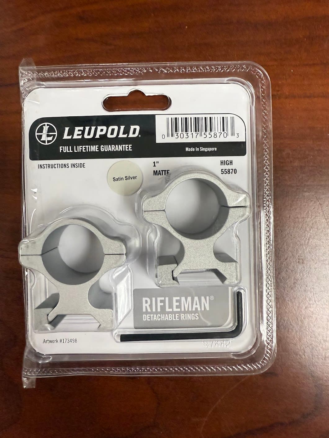Leupold Rifleman Scope Rings 1" High Satin Silver 55870