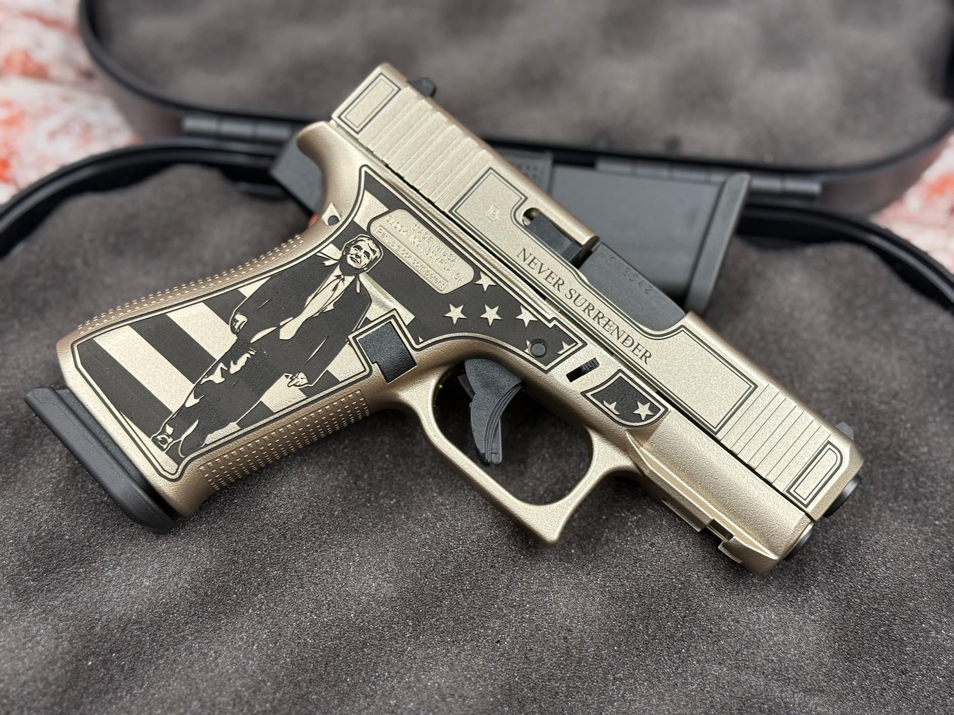 Glock 43x Custom "Trump Fight" Black 9mm 3.4" Barrel 10-Rounds