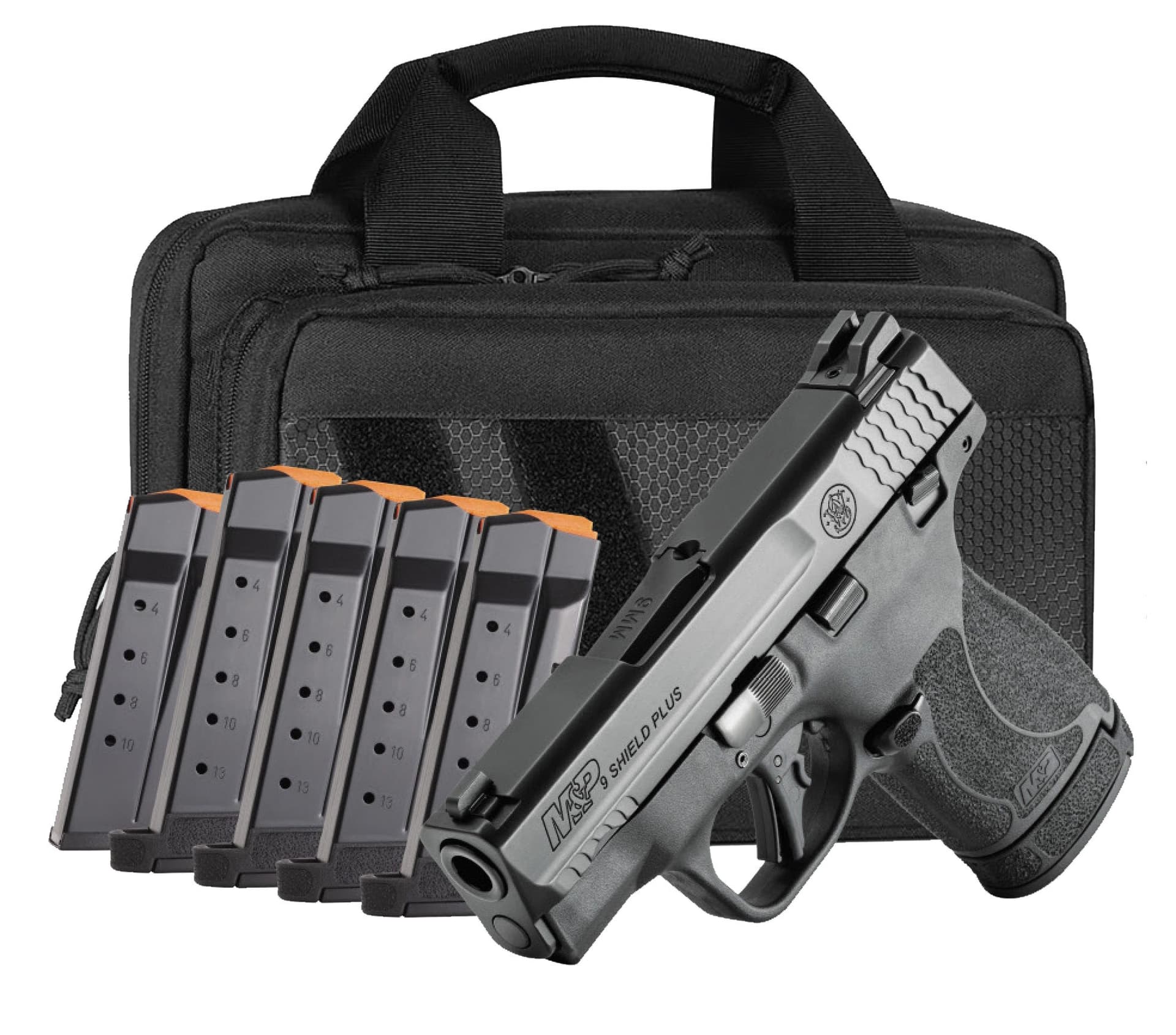 Smith and Wesson M&P9 Shield Plus 9mm 3.1" Barrel 13-Rounds Manual Safety w/ 6 Mags, Bag