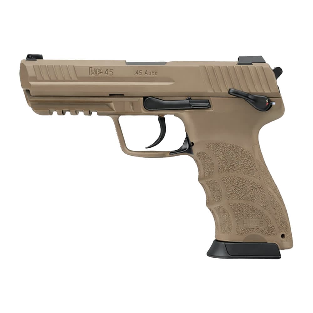 Heckler & Koch HK45C V1 .45 ACP 3.94" Bbl RAL7006 Frame DA/SA Safety/Decocking Lever on Left FDE Pistol w/(2) 8rd Mags