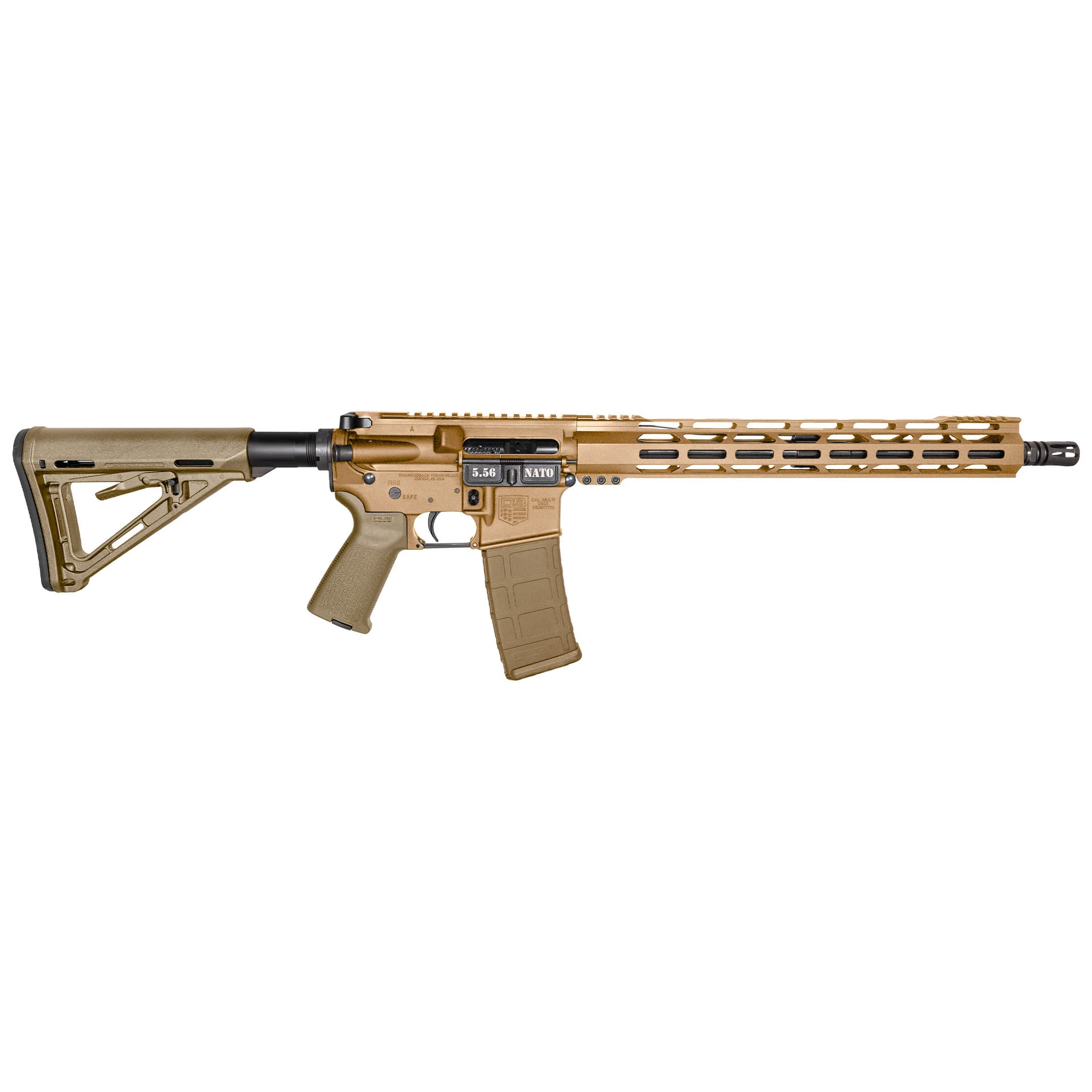 DIAMONDBACK DB15 Iron Valley Exclusive, DB15, 16″, w/ 15″ M-LOK Rail, 5.56 NATO. Burnt Bronze Cerakote