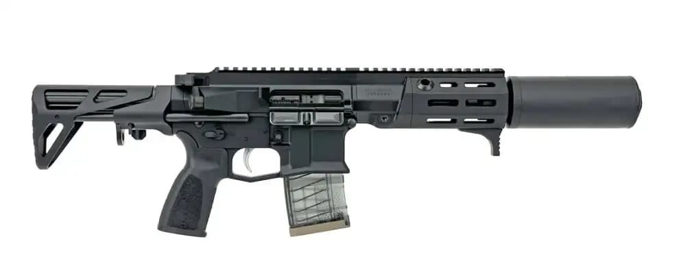 MAXIM PDX-SD- SUPPRESSED SBR 300 BLKOUT 5.5IN BARREL 20RD BLACK-MD-SCW STOCK-ALG TRIGGER-SDX TWO PIECE HANDGUARD-PDX-SD 7.62 SUPPRESSOR MXM-47843