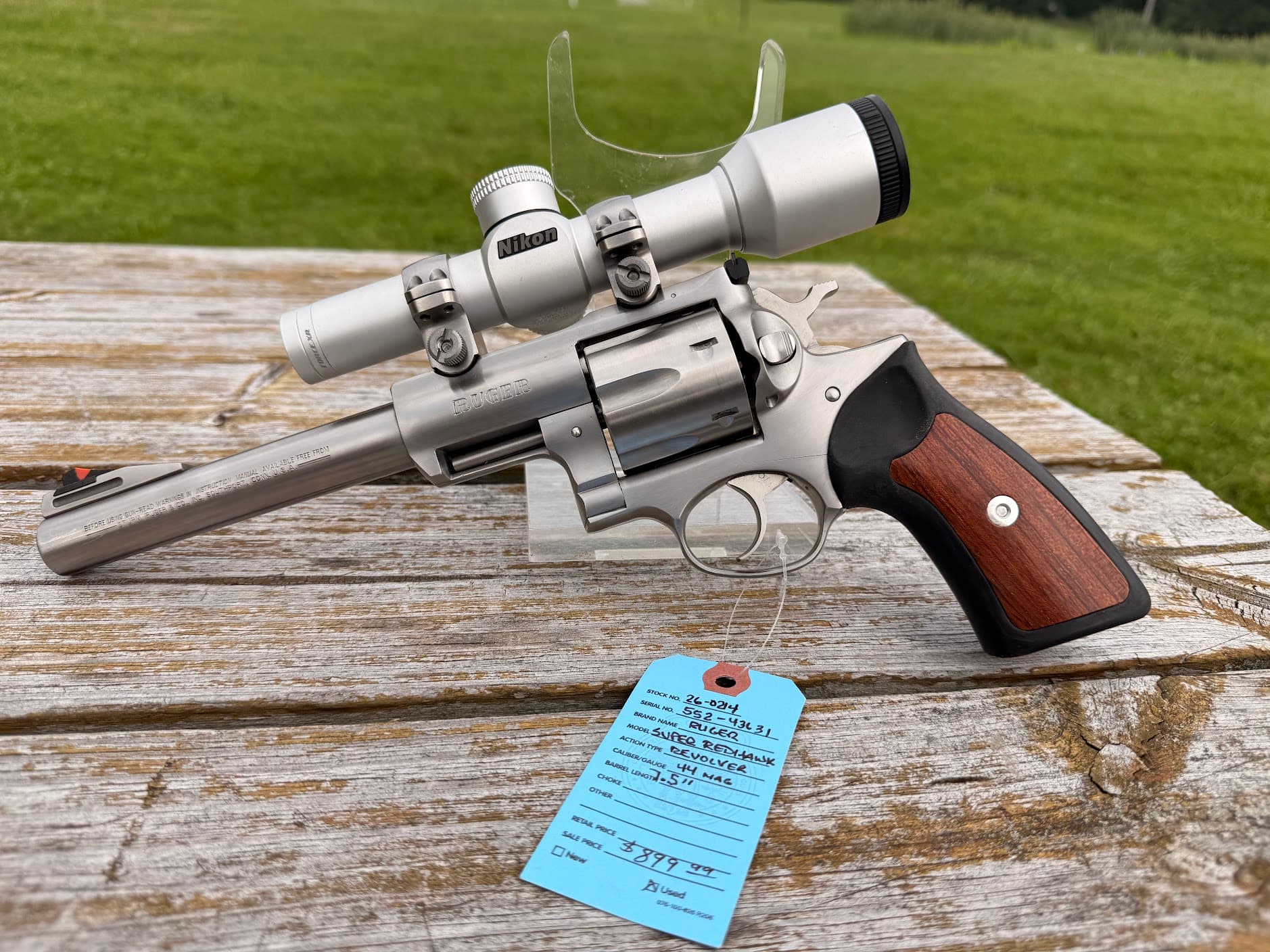 PRE-OWNED RUGER SUPER REDHAWK 44 MAG 7.5" W/NIKON SCOPE