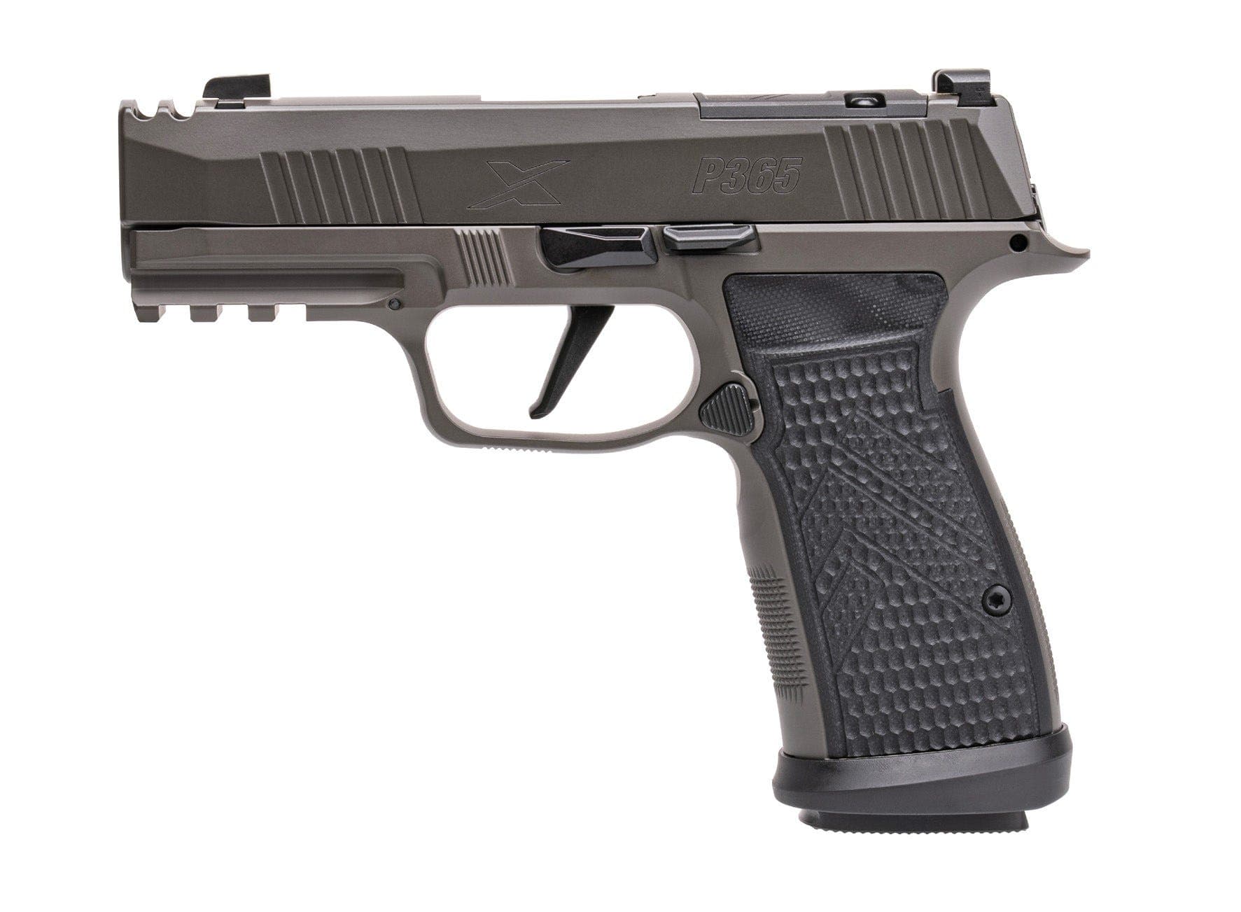 The P365 AXG Legion stands out in the realm of compact firearms. Its steel frame, complemented by G10 grips, ensures a stable hold, enhancing accuracy and control. The 3.1" barrel, constructed from stainless steel and bathed in the Legion Gray Cerakote finish, not only promises longevity but also delivers on aesthetics. Further refining the shooting experience is the X-RAY 3 Day/Night Sights, ensuring clear visuals in varying lighting scenarios. The crisp, striker-fired action promises consistent performance, while its optics-ready cut provides the flexibility to attach reflex sights, making target acquisition swifter and more precise. With a weight of 26 oz and an overall length of 6.6", the P365 AXG Legion remains a comfortable choice for daily carry, ensuring users are ever-prepared for personal defense. SIG SAUER P365 AXG LEGION SPECIFICATIONS Brand: Sig Sauer Family: P365 Series Model: P365 AXG Legion Caliber: 9mm Barrel Length: 3.1" Grip Material: G10 Grips Action: Striker Fired Overall Length: 6.6" Sights: X-RAY 3 Day/Night Sights Slide Finish: Legion Gray Cerakote Magazine Type: Double Stack Grip: G10 Grips with AXG Grip Module Frame Material: Steel Frame Optics: Optics Ready Cut Weight: 26 oz Slide Material: Stainless Steel Magazine Capacity: 17 + 1