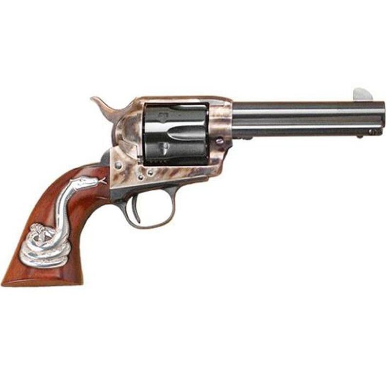 cimarron-man-with-no-name-45-lc-single-action-revolver-4-75-barrel-6-rounds-hollywood-series-walnut-grips-with-rattlesnake-inlay-case-color-blued-finish