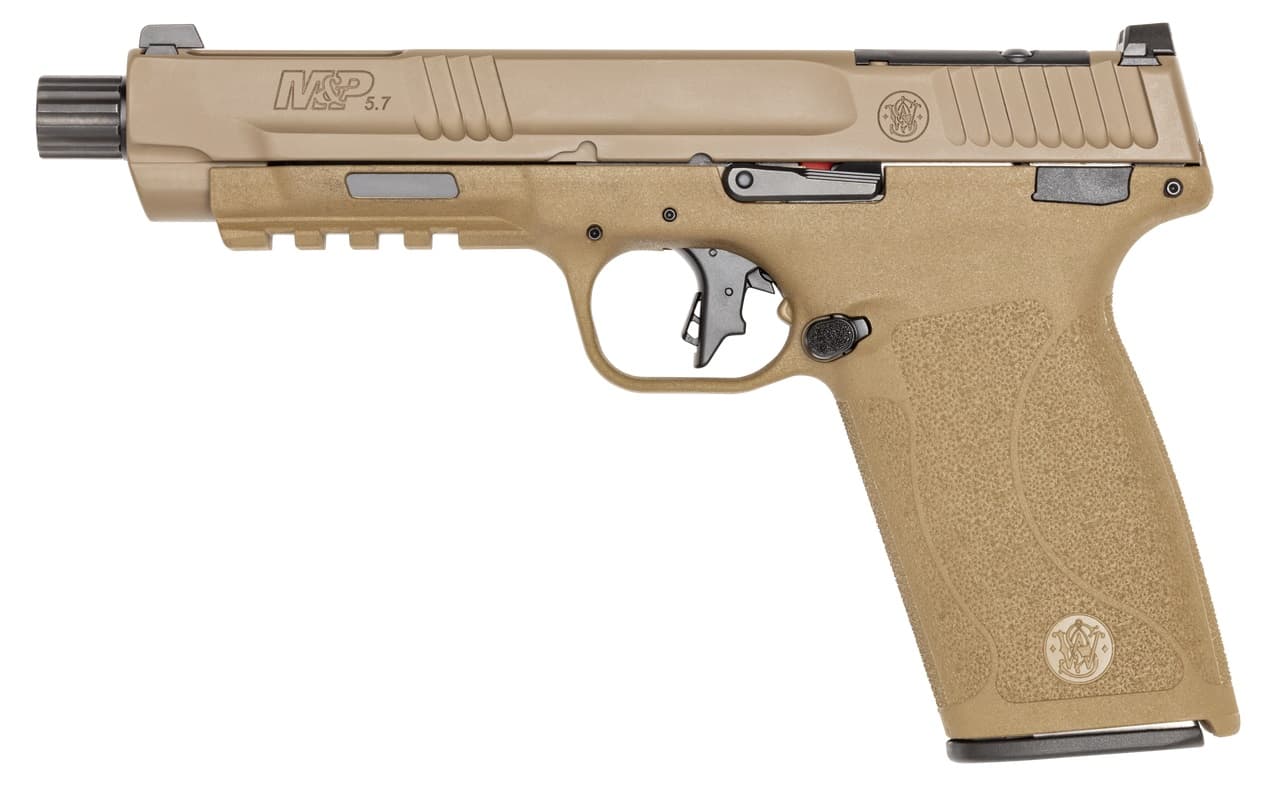 SMITH and WESSON M&P 5.7x28 5" 22rd Optic Ready Pistol w/ Threaded Barrel & No Thumb Safety | FDE