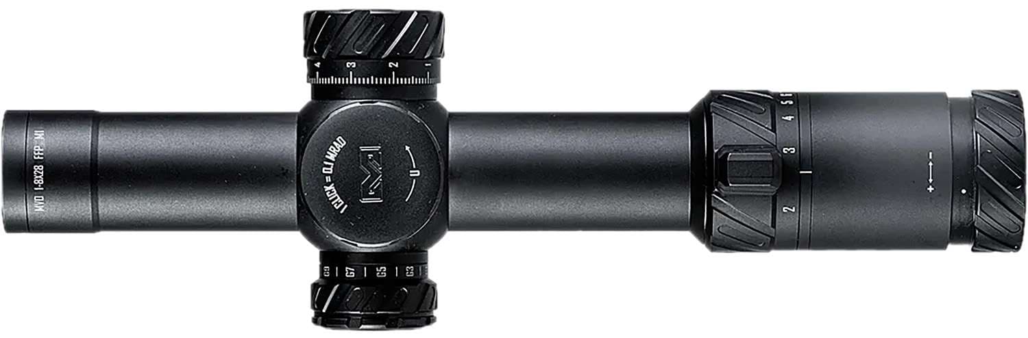 Meprolight USA MVO Matte Black Anodized 1-8x28mm 34mm Tube, Illuminated M1 MRAD Etched Green/Red Reticle