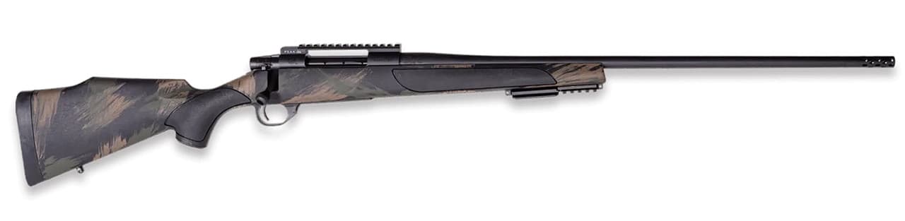 Weatherby VBS223RR6B Vanguard Black Hills Full Size 223 Rem 5+1 26" Matte Blued Heavy Threaded BBL & Rcvr w/Pic Rail, Arca Adapter/Pic Rail Forend, Black w/Green & Tan Accents Peak 44 Monte Carlo Polymer Stock,Rifle